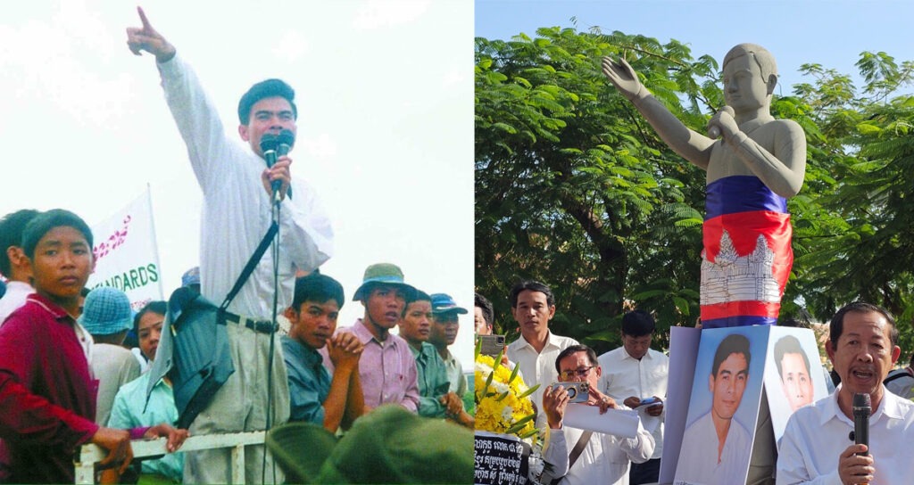 លោក ជា វិជ្ជា កាល​នៅ​មាន​ជីវិត (រូប​ឆ្វេង) និង​រូបសំណាក​របស់​លោក (រូប​ស្ដាំ)