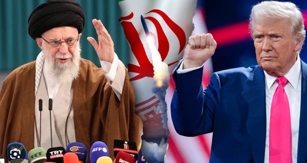 មេដឹកនាំ​កំពូល​អ៊ីរ៉ង់ លោក Ayatollah Ali Khamenei និង​លោក ដូណាល់ ត្រាំ (រូប​ស្ដាំ) ប្រធានាធិបតី​សហរដ្ឋ​អាមេរិក