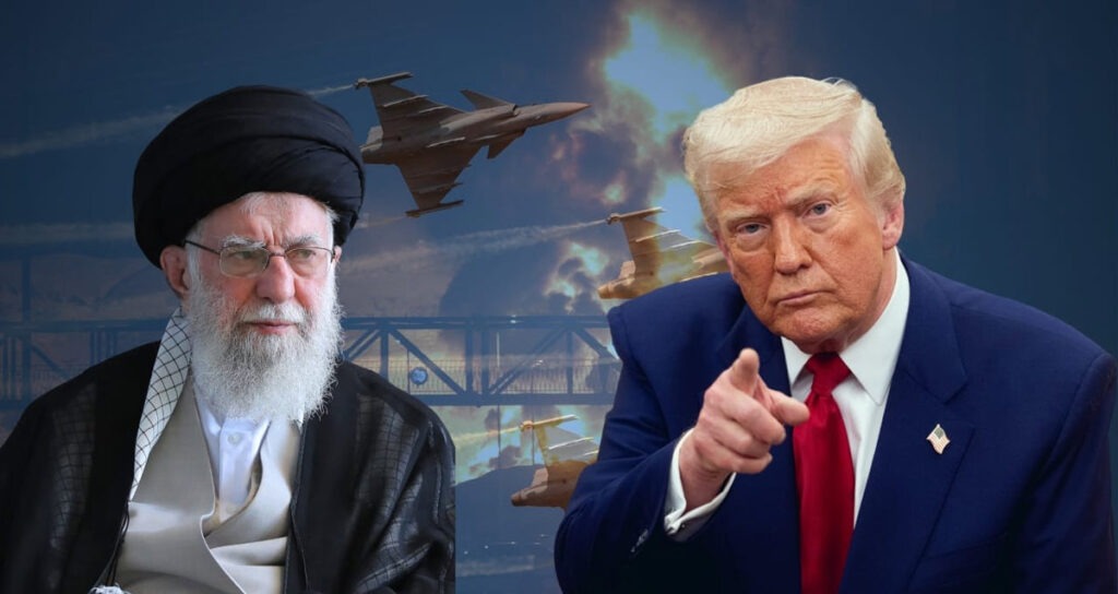មេដឹកនាំកំពូលអ៊ីរ៉ង់ លោក Ayatollah Ali Khamenei និងលោក ដូណាល់ ត្រាំ (រូបស្ដាំ) ប្រធានាធិបតីសហរដ្ឋអាមេរិក
